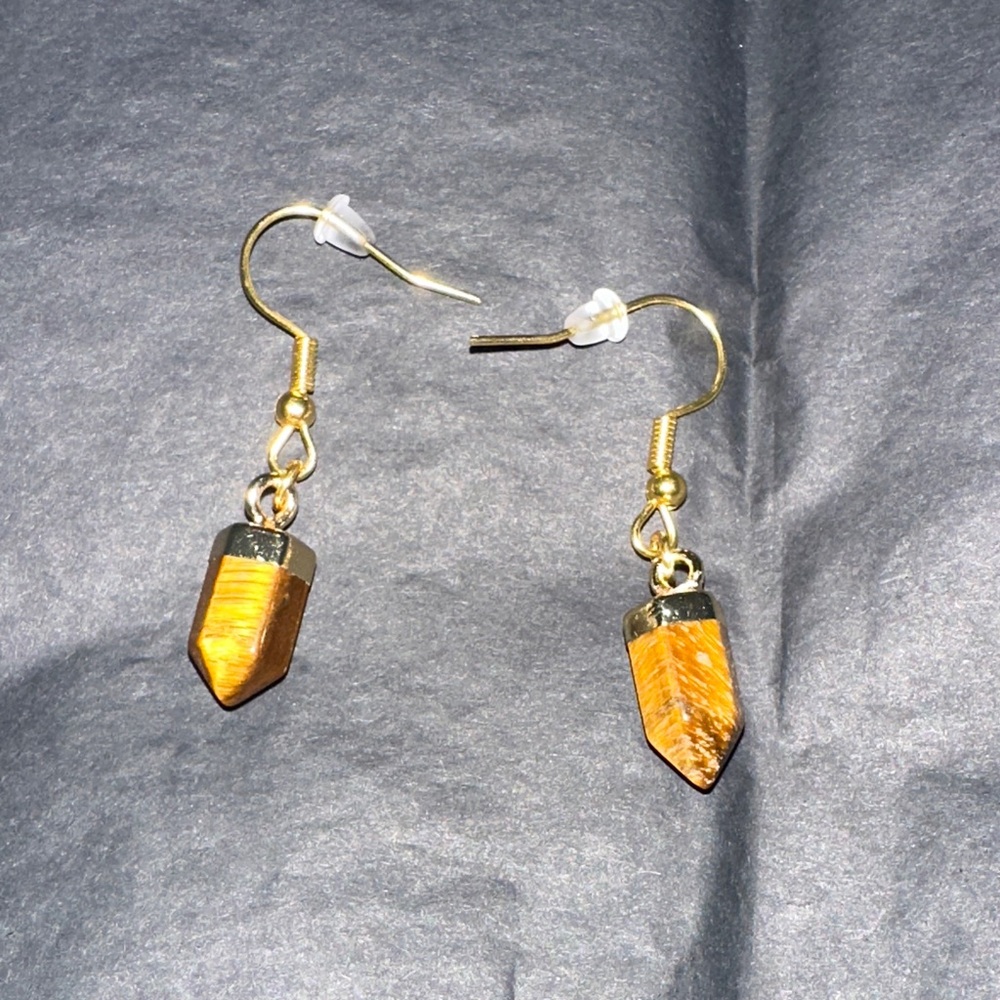 Mini Tiger’s Eye Tower Dangling Earrings